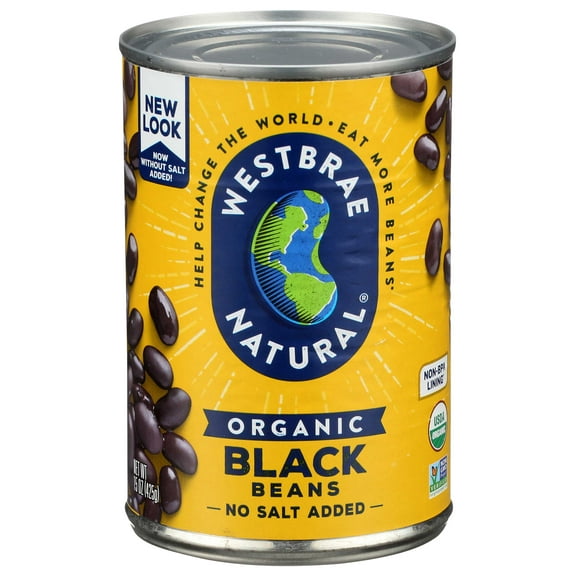 Westbrae Organic Black Beans; Fat Free - 15 ounce -- 12 per case.