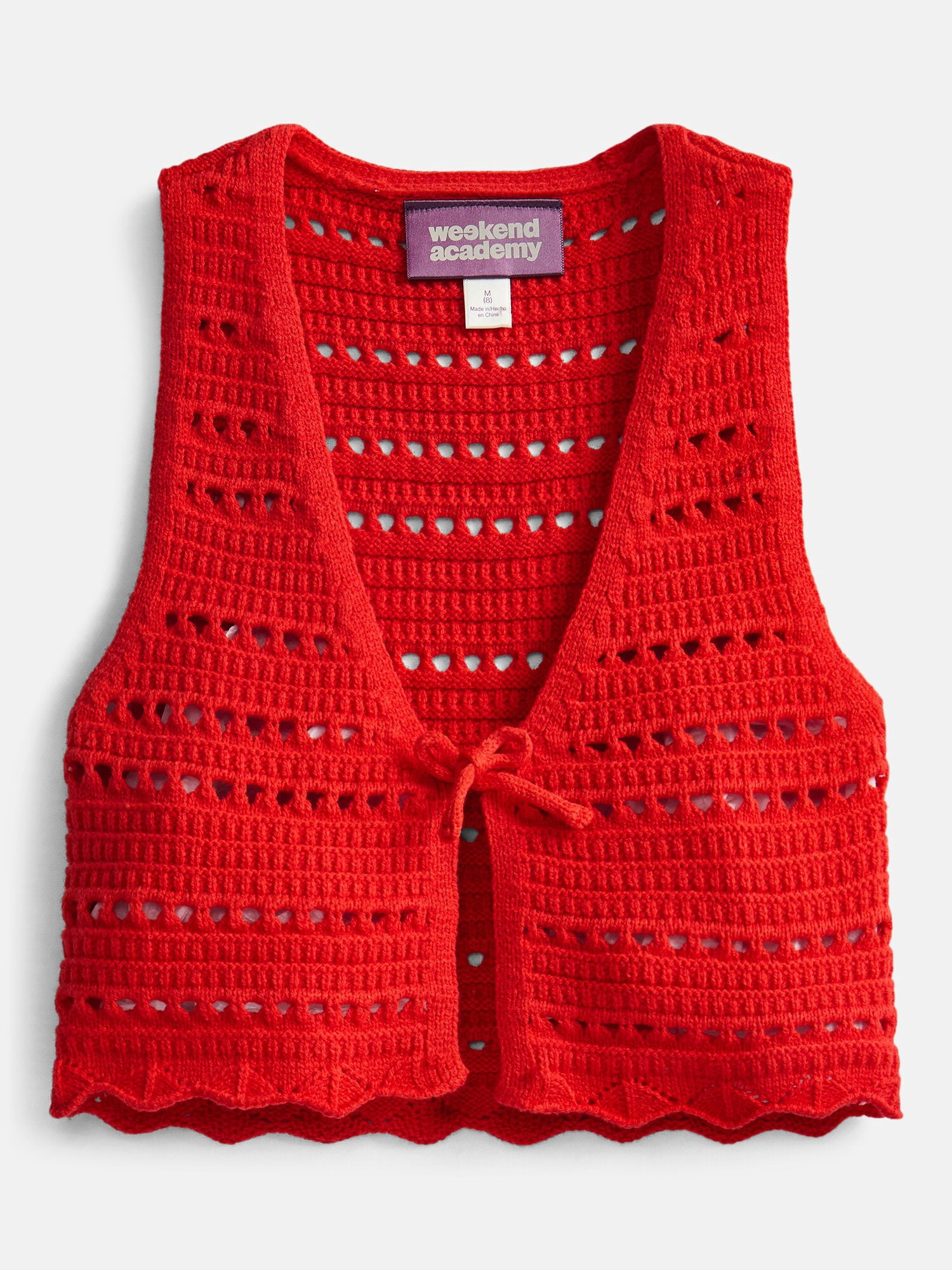 Weekend Academy Girls Crochet Tie Front Vest, Sizes 4-18