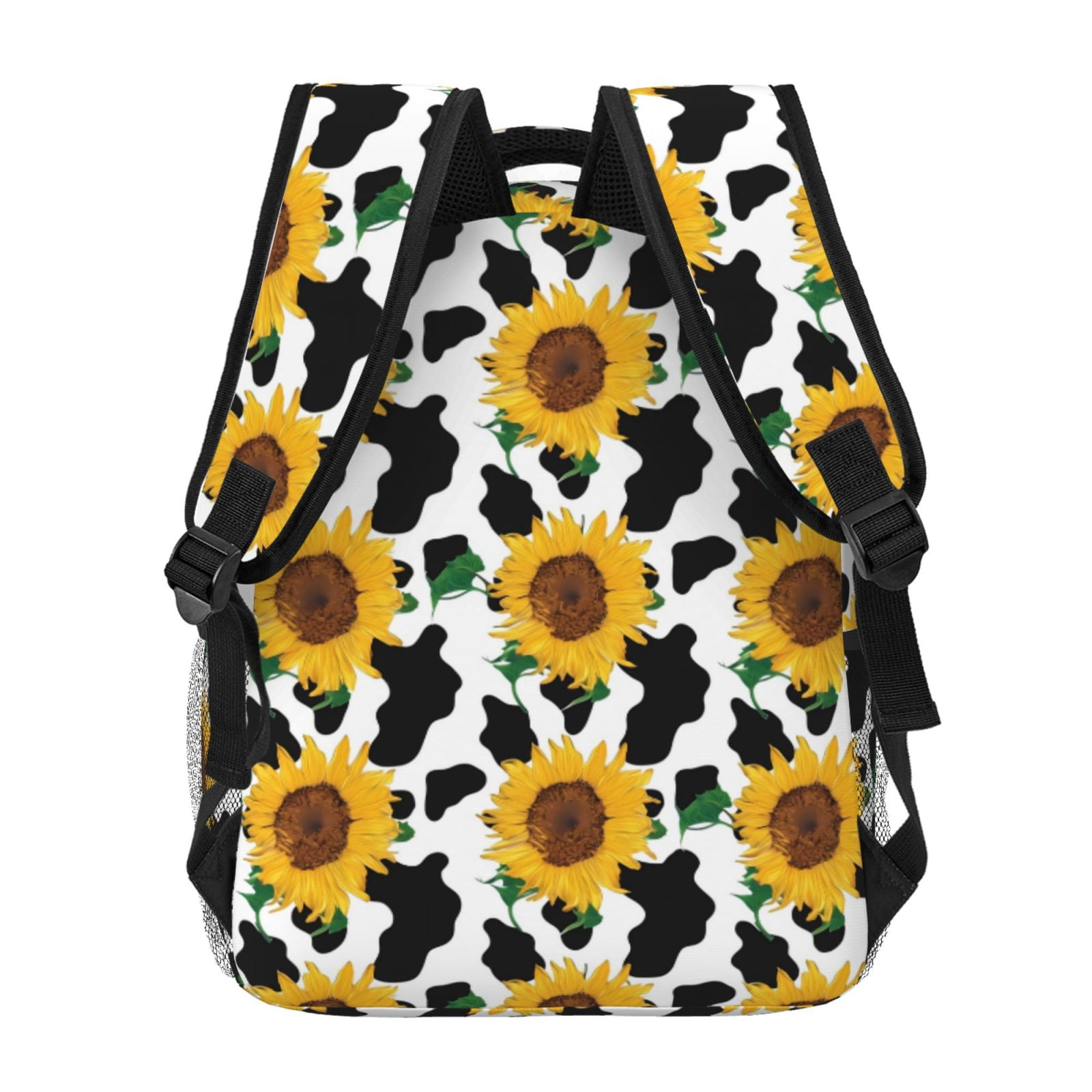 Rateoe Cute Cow Print Sunflower B Pattern Casual Backpack for School, Work, Travel – Adjustable Straps, Multiple Compartments – Ergonomic Design, Fits Laptops and Tablets
