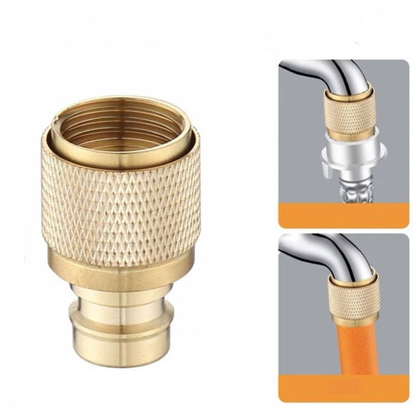 Czzoypi Brass Garden Hose Connector Kit, Heavy Duty Outdoor Tap Fittings with Spray Nozzle, Leak Proof Brass Adapter for Gardening Lawn Watering Plumbing Use