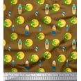 thumbnail image 1 of Soimoi Poly Crepe Fabric Skull,Sun & Palm Tree Nature Print Fabric by The Yard 42 Inch Wide, 1 of 1