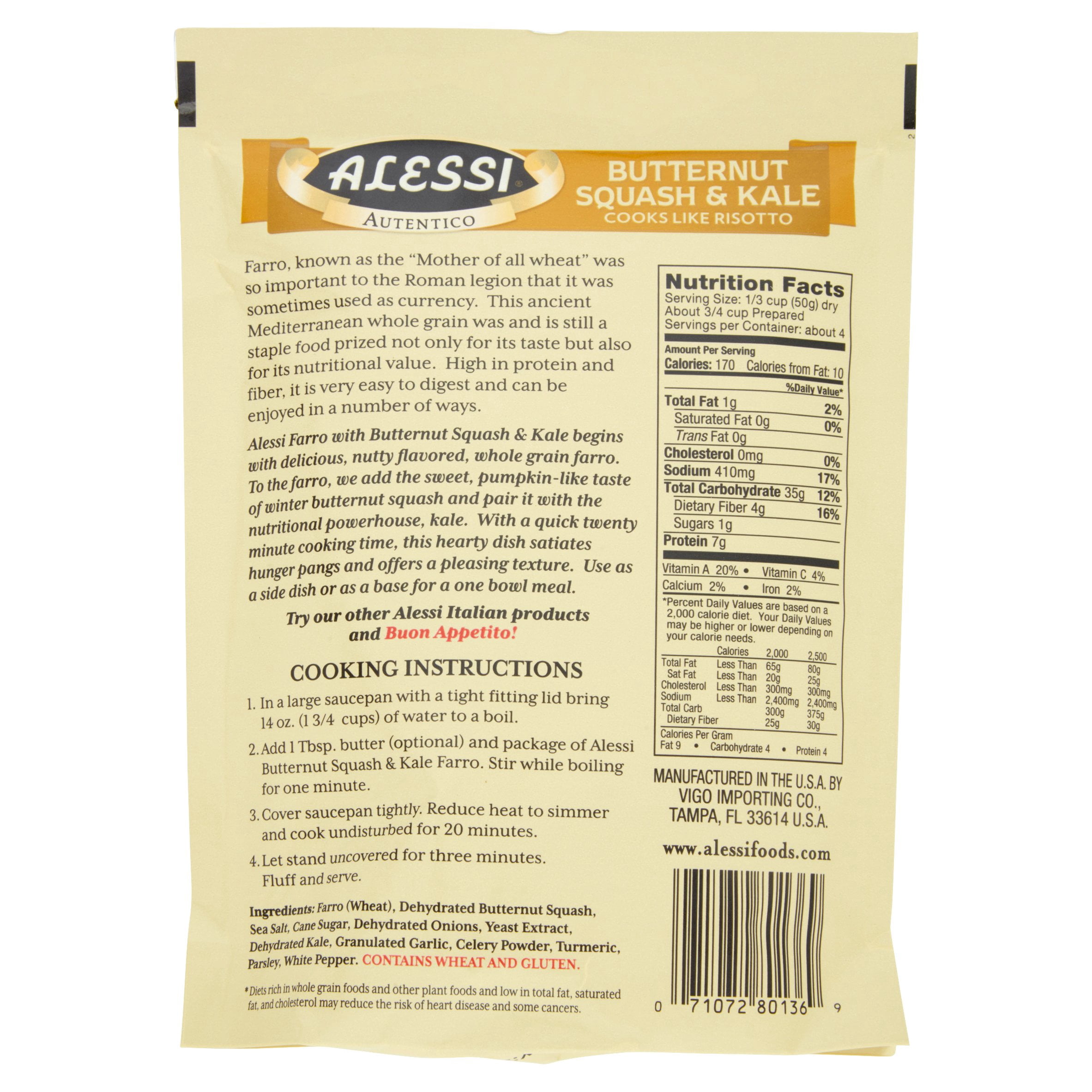 Alessi Farro Butternut Squash & Kale, 7 oz, 6 pack