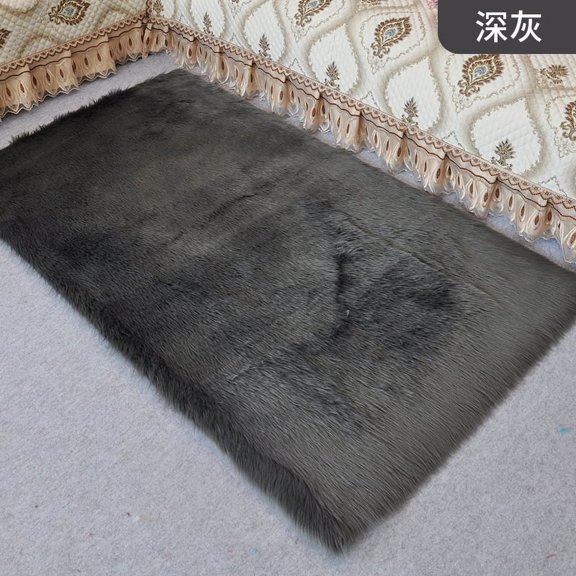 Nvzi-c Solid Color Plush Table Runner,Faux Sheepskin Decorative Shaggy Dresser Scarf,Not-Slip Desk Pad,Luxury False Fur Dresser Tablecloth-Dark grey 40x40cm(15.75x15.75inch)