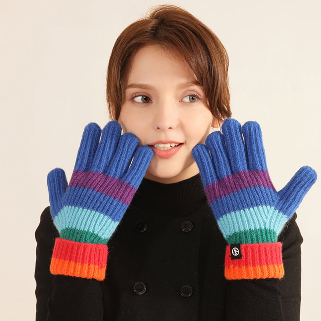 YUUZONE Thickened Mittens Colorful Touchscreen Gloves Winter