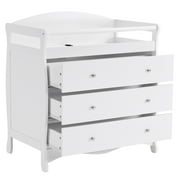 Zimtown Wood Changing Table with Drawers,Baby Dresser, Infant Diaper Station Nursery Organizer, White