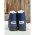 thumbnail image 4 of Woobling Women Snow Boots Round Toe Winter Warm Shoes Plush Lining Mid Calf Boot Outdoor Casual Lace Up Comfort Blue US 5, 4 of 7