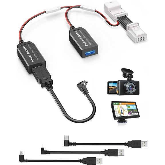 Dash Cam Power Adapter,(12P Type C)Fit Toyota Corolla/RAV4/Tacoma/Camry/4Runner/Tundra/Sienna,Lexus GX460/LX570/ES/GS/NX/RX/UX,Connect Lane Assist,Power Adapter Charging Cable for GPS Dashcam Camera