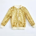 thumbnail image 2 of Mwjwdo Kid's Bomber Jacket Sparkly Metallic Outfit Long Sleeve Lightweight Party Shiny Outwear Varsity Jacket Dress Coat Gold XXL, 2 of 4