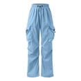 thumbnail image 5 of Men's Baggy Cargo Pants Loose Fit Drawstring Parachute Pants Mens Summer Pants Sky Blue S, 5 of 6