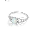thumbnail image 2 of Spencer Fire Opal Ring 925 Sterling Silver Oval Lab Created White Gemstone Jewelry Ring Gift for Women "Size 7", 2 of 5