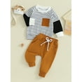 thumbnail image 3 of Bagilaanoe 2PCS Toddler Baby Boy Pants Set Stripe Long Sleeve Sweatshirt Pullover Tops + Drawstring Sweatpants 6M 12M 18M 24M 3T Kids Casual Sweatsuits, 3 of 9