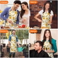thumbnail image 4 of Beige Yellow Flower Pattern Apron-Garden Aprons for Women with Pockets-Cotton Linen Waterproof Kitchen Cooking Gardening Aprons Adjustable for Kitchen,Cooking,BBQ and Salon 33x27 Inch, 4 of 7