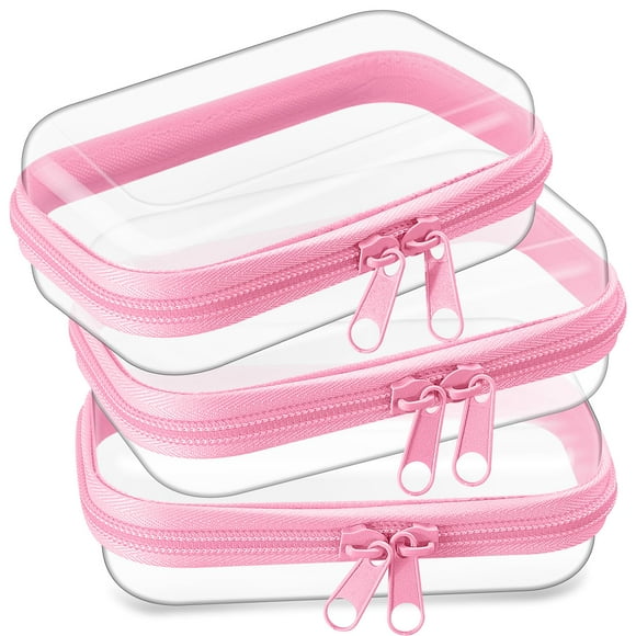 Funda rígida transparente con cierre, bolsa de plástico, bolsa de maquillaje transparente