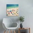 thumbnail image 2 of Nawypu Coastline Painting Poster with Colorful Umbrellas on The Beach Wall Art Paintings Canvas Wall Decor Home Decor Living Room Decor Aesthetic 16x16inch Frame-Style, 2 of 4
