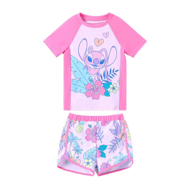 Trajes de baño Disney Stitch para niñas, UPF 50+, color rosa, 6-7 años