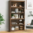 thumbnail image 2 of 69.9" Tall Bookcase, 5-Tier Bookshelf Wood Bookshelves for Home Living Room Office, Brown, 2 of 8