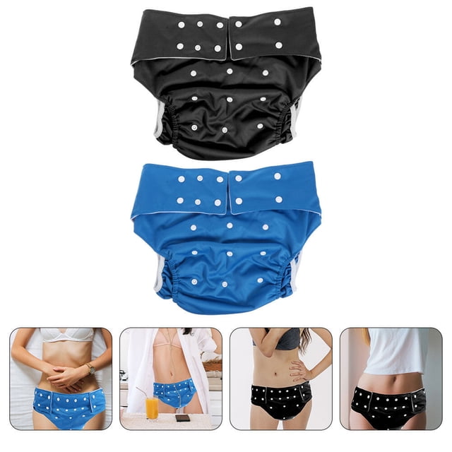 WASHWEPE 2Set Adult Mens Diapers Incontinence Briefs Fleece Lining Daily Use