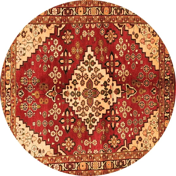 Ahgly Company Indoor Round Medallion Orange Traditional Area Rugs, 4' Round