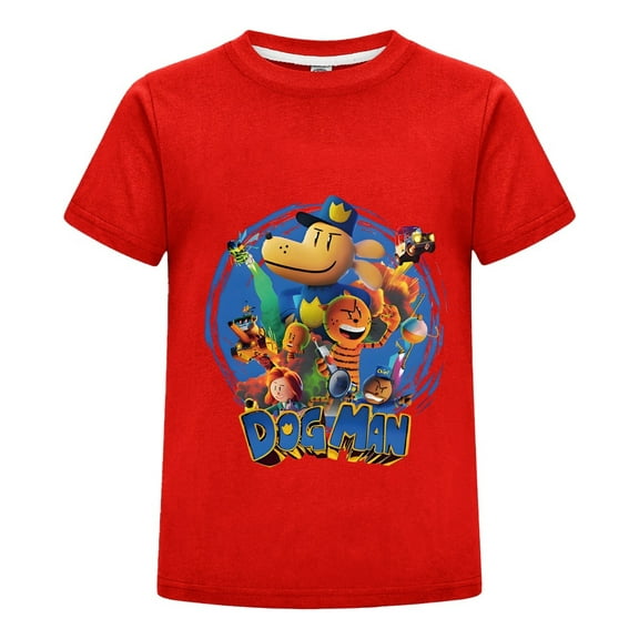 Dog Man Circle Frame Collage Kids Boys Girls Tee – Unique Artistic Comic Shirt Top for Young Readers