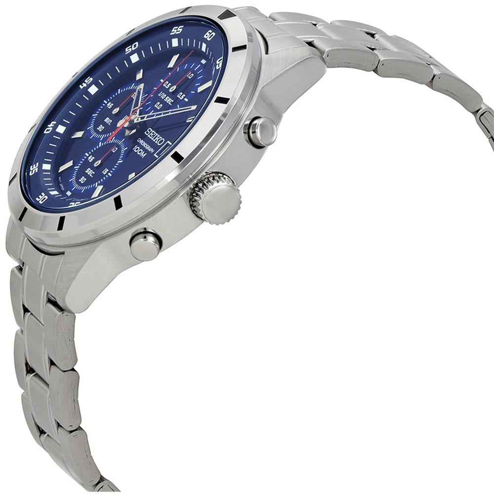 Seiko Men's  Steel Bracelet & Case Hardlex Crystal Quartz Blue Dial  Analog Watch SKS559 