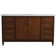thumbnail image 4 of MCM 61" Single Oval Sink Solid Wood Vanity in Walnut/White Quartz Stone, 4 of 10