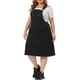 thumbnail image 4 of Falda de mezclilla con tirantes para mujer de talla grande Agnes Orinda, desgastada, vestido overall, 3X, negro, 4 of 6