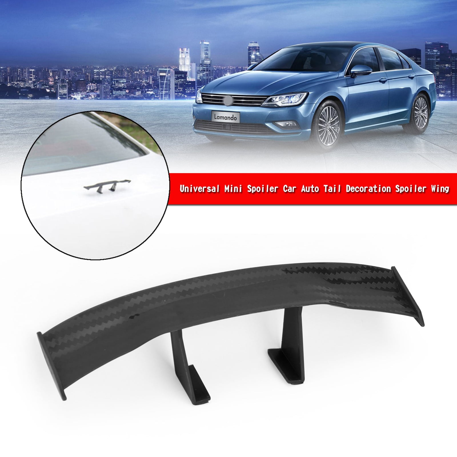 Universal Car Mini Spoiler Wing Auto Car Tail Wing Mini Auto Carbon Fiber  Texture Decoration Without Perforation Tail Decoration (black)