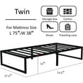 thumbnail image 3 of Lutown-Teen 16 inch Twin Size Bed Frames Heavy Duty Metal Twin Platform Bed Frame No Box Spring Needed, Noise Free, Easy Assembly, Black, 3 of 6