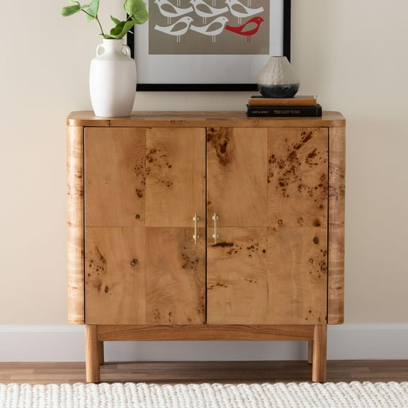 bali & pari Latika Modern Storage Cabinet, 2-Shelf, Mappa Burl