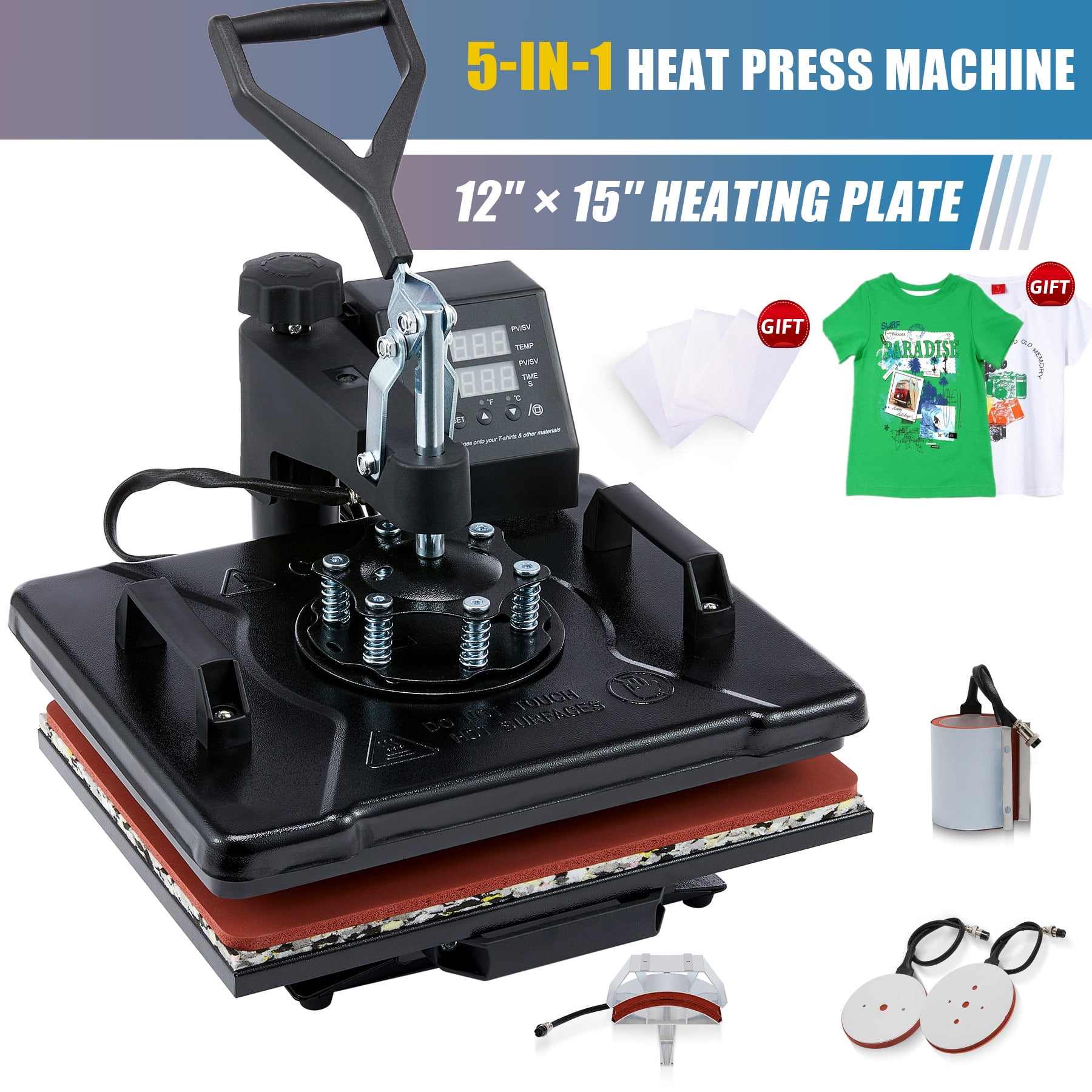 5in1 Heat Press Machine 480F 900W 12x10 Inch Heat Press for T