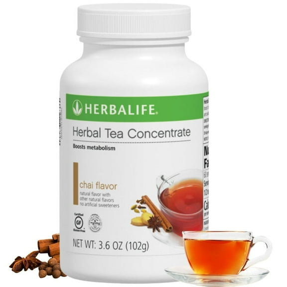 Herba life. Herbal Tea Concentrate: Chai Flavor, No Artificial Flavors or Sweeteners, Gluten-Free, Instant, Low-Calorie 3.53 OZ (102g)