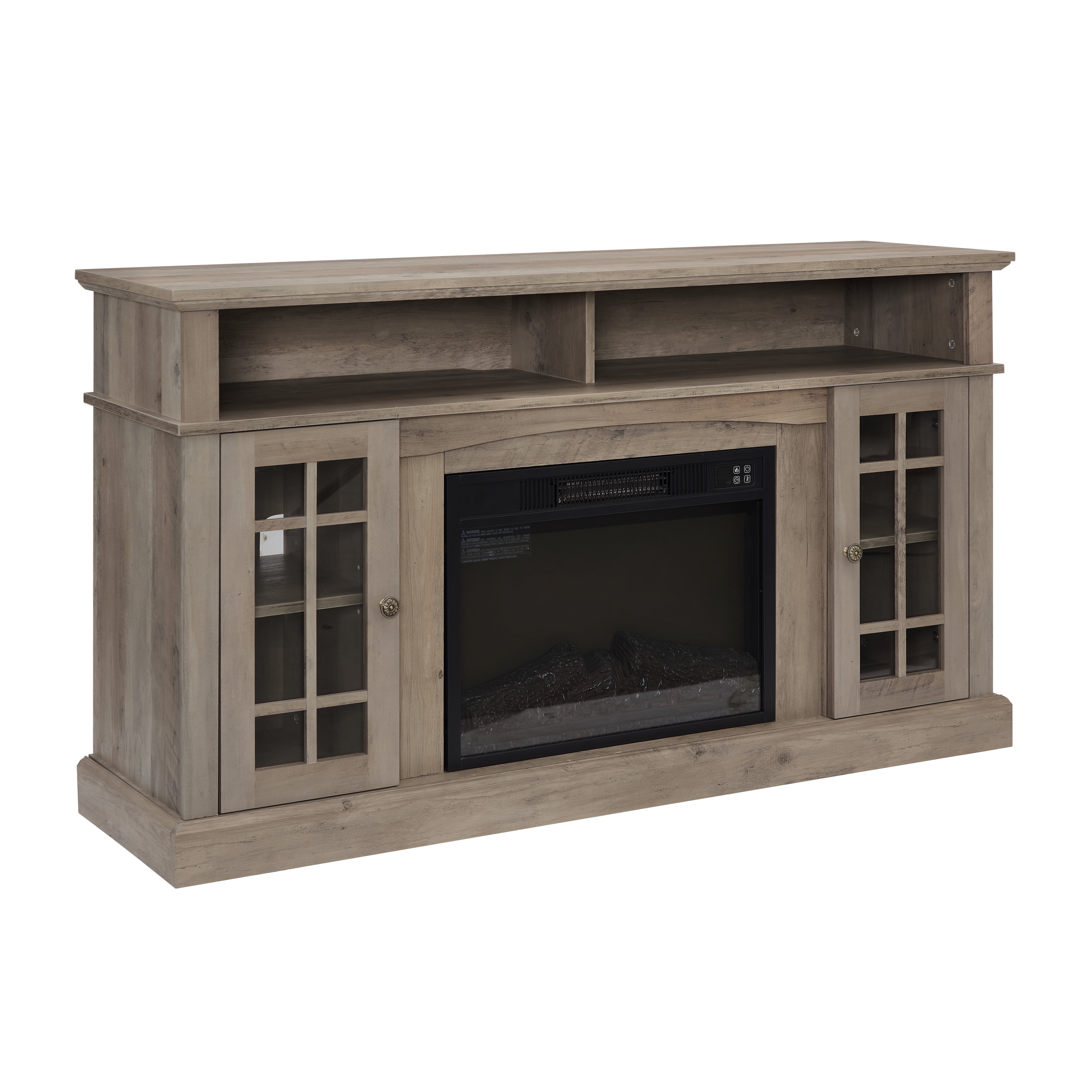 PAPROOS Fireplace TV Stand for 65 Inch TV, Modern Farmhouse TV Cabinet with 23'' Electric Fireplace, Entertainment Center Television Console Table for Living Room, Gray