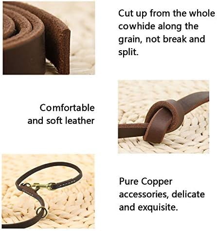 Multi Function 8ft Leather Dog Leash, Genuine Leather Hands Free Leash for Small, Medium and Large Dogs