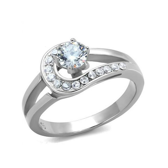 .56 Ct Round Cut Zirconia High Polished Stainless Steel Engagement Ring Size 5
