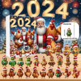 thumbnail image 6 of 2024 Christmas Chicken Themed Advent Calendar with 24 Ornaments, Holiday Home Decoration Set with Farm Animal Design - Gold, 6 of 8