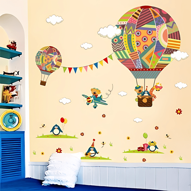 Vinil Decorativo Adherible Globo Animalitos Infantil H&Jess Vinil Decorativo