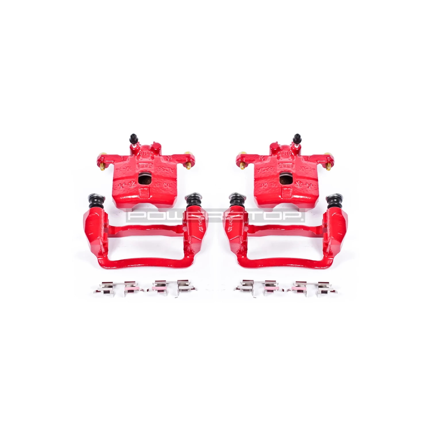 Power Stop Rear Pair of Red Powder Coated Calipers S2066A