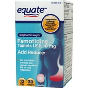 Equate Original Strength Acid Reducer Famotidine Tablets, 10 mg, 30 Ct