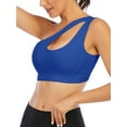 thumbnail image 2 of Women's One Shoulder Cut Out Tank Top Workout Padded Sports Bra Post-Surgery Bra Sexy Medium Support Fitness Running Bras, 2 of 6