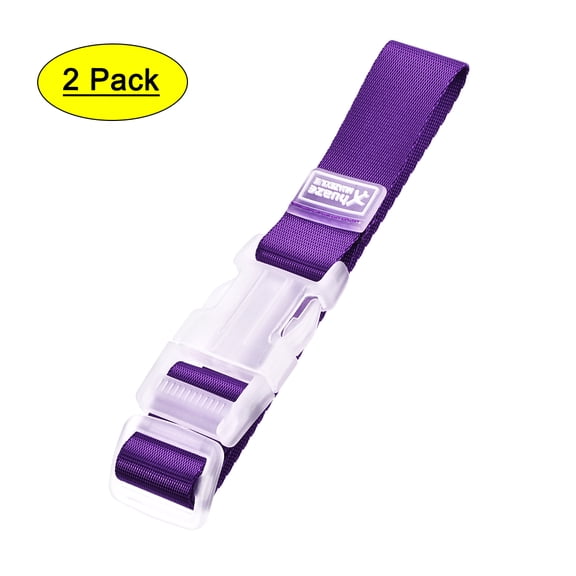 Uxcell Add a Bag Luggage Straps Adjustable Suitcase Belts with Buckle Purple 2Pcs