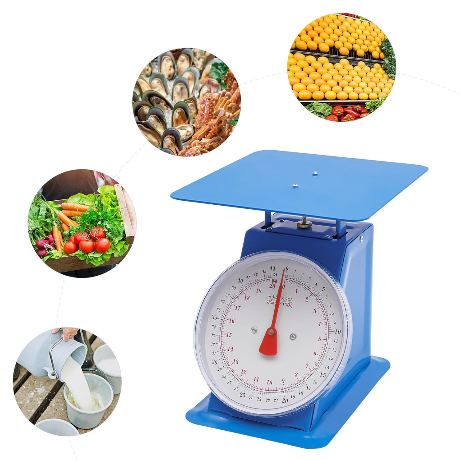 44 lbs Mechanical Scale,Industrial Dial Scale,Heavy Duty Portion-Control Mechanical Kitchen and Food Scale, Mechanical Dial Scale with Platform for Home Kitchens,Small Shops