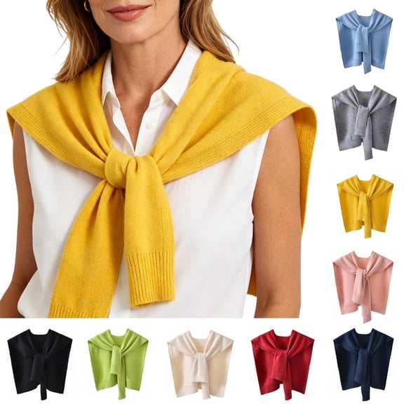 Women's Fashion Knitted Shawl Sweater Wraps for Women Travel Casual Scarf Cape Shoulder Tops Yellow Free Size