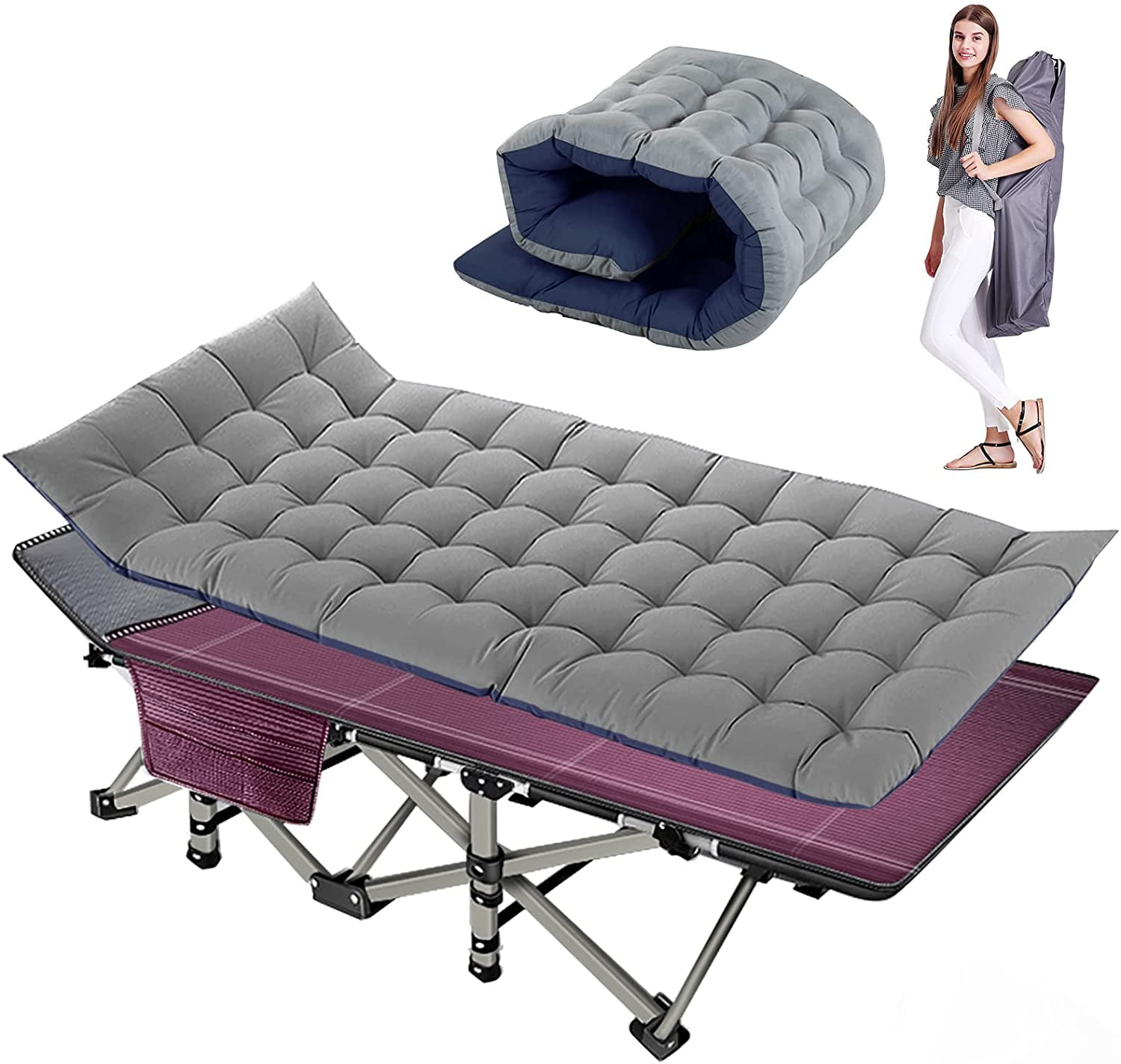 Portable Folding Camp Cot Adult Heavy Duty 75*26" Sturdy Sleep Bed Travel Office 