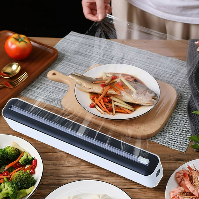 Soporte de plástico magnético reutilizable para envolver alimentos cortador de envoltura adhesiva organizador a prueba de polvo Hugtrwg Para estrenar