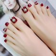 thumbnail image 2 of Uñas postizas HUOGUO Burgundy con perlas de imitación x24, 2 of 4