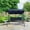 Blue, variant on Yaheetech 3-Seat Outdoor Patio Metal Frame Swing Chair with Texteline Fabric Seats/Adjustable Canopy/Armrests Dark Brown