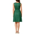 thumbnail image 4 of Allegra K Women's Midi Polka Dots V-Neck Tie Drawstring Waist Sleeveless Dress, 4 of 7