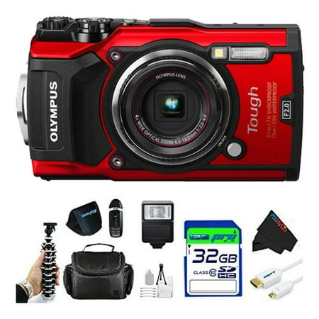 Olympus Tough TG-5 Digital Camera (Red) + Pixi Basic Accessory Bundle Kit
