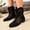 Black, variant on Womens Breathable Grid Hollow Western Ankle Boots Zipper Low Wood Heel Soft Matte Suede Cowboy Booties for Summer Festival Beach Wear Black 38