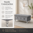 thumbnail image 6 of Aukfa 38" Upholstered Storage Ottoman Bench with Hidden Storage, Crystal Tufted Velvet Bed Bench, 380 lb, Gray, 6 of 8